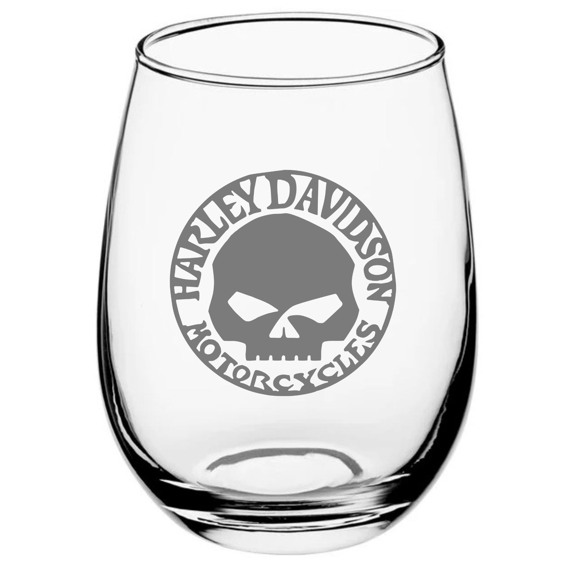 Wine Glass Harley Skull