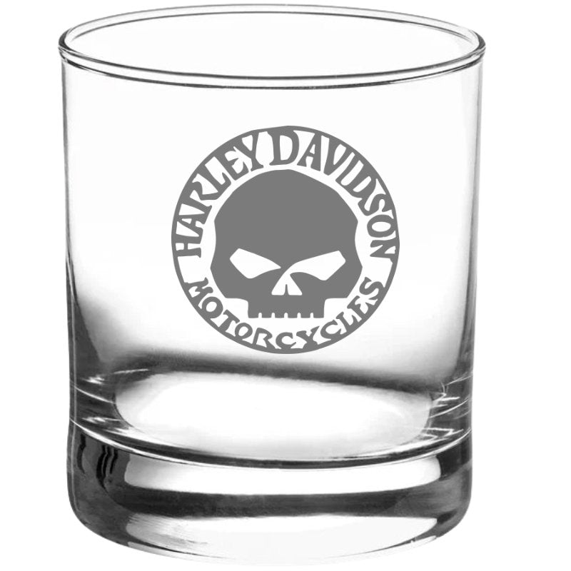 Harley Davidson Skull Logo Glass