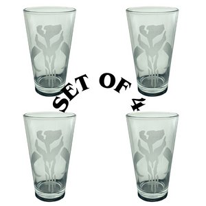 Mandalorian Skull Beer Glass Set of 4 - Art by Parts