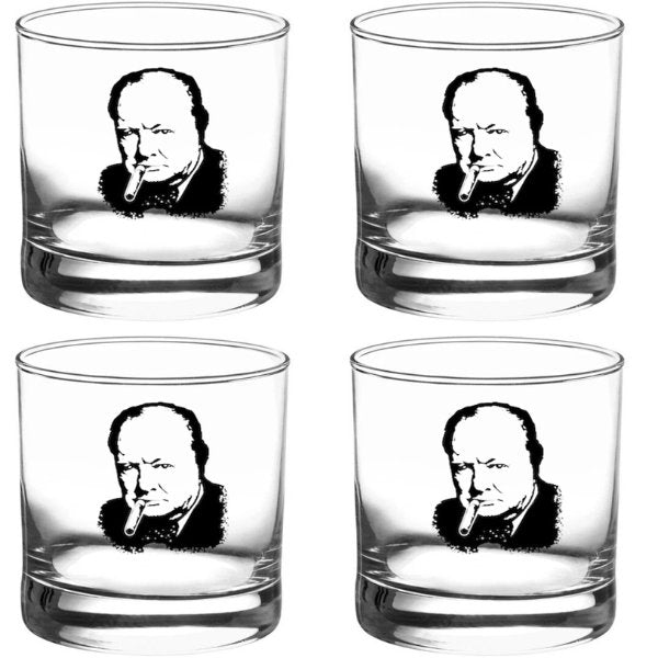 Winston Churchill Engraved Rocks Glasses - Art by Parts